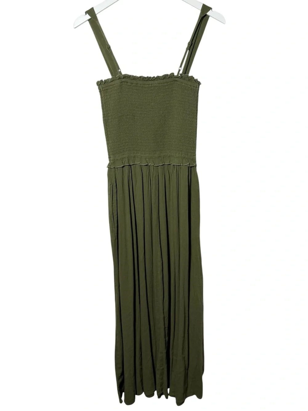 Aerie At The Barre Smocked Dress Military Green NWT Size Medium - Picture 5 of 7